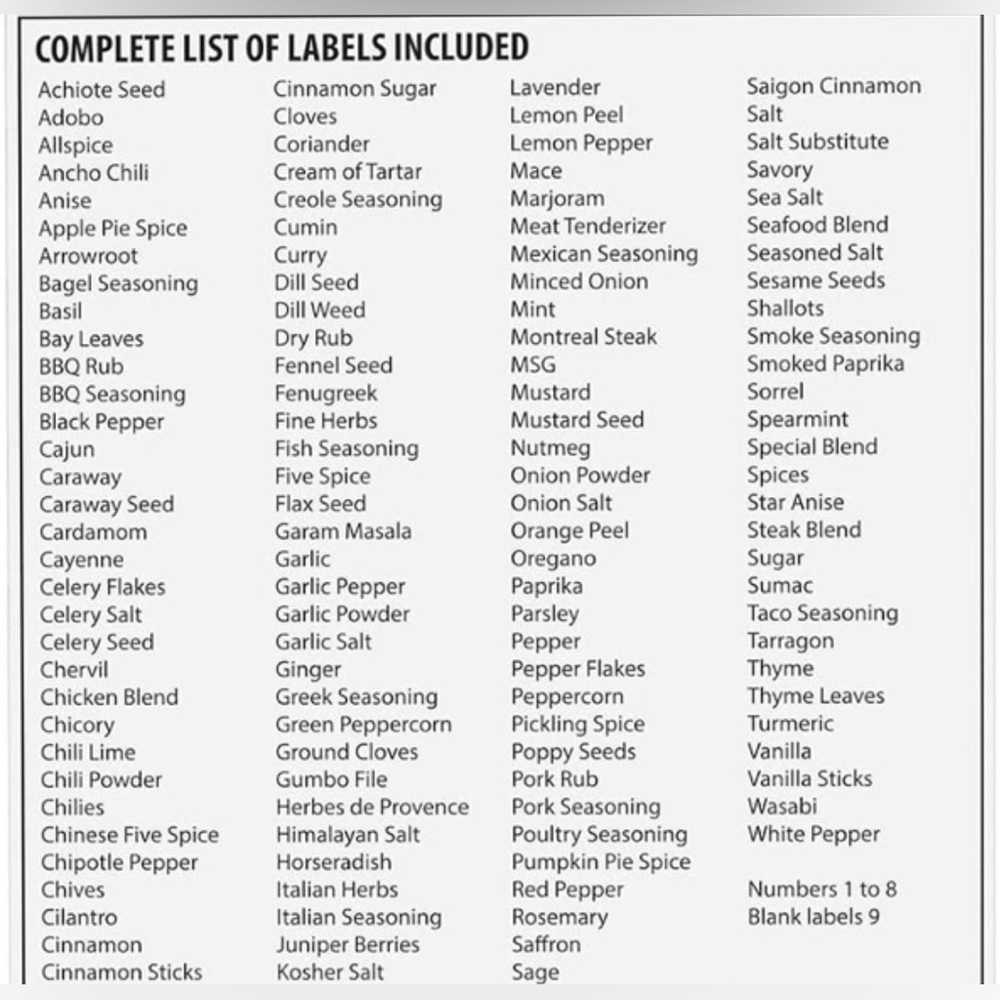 Spice Jar Labels & Measuring Magnet - Picture 4 of 5